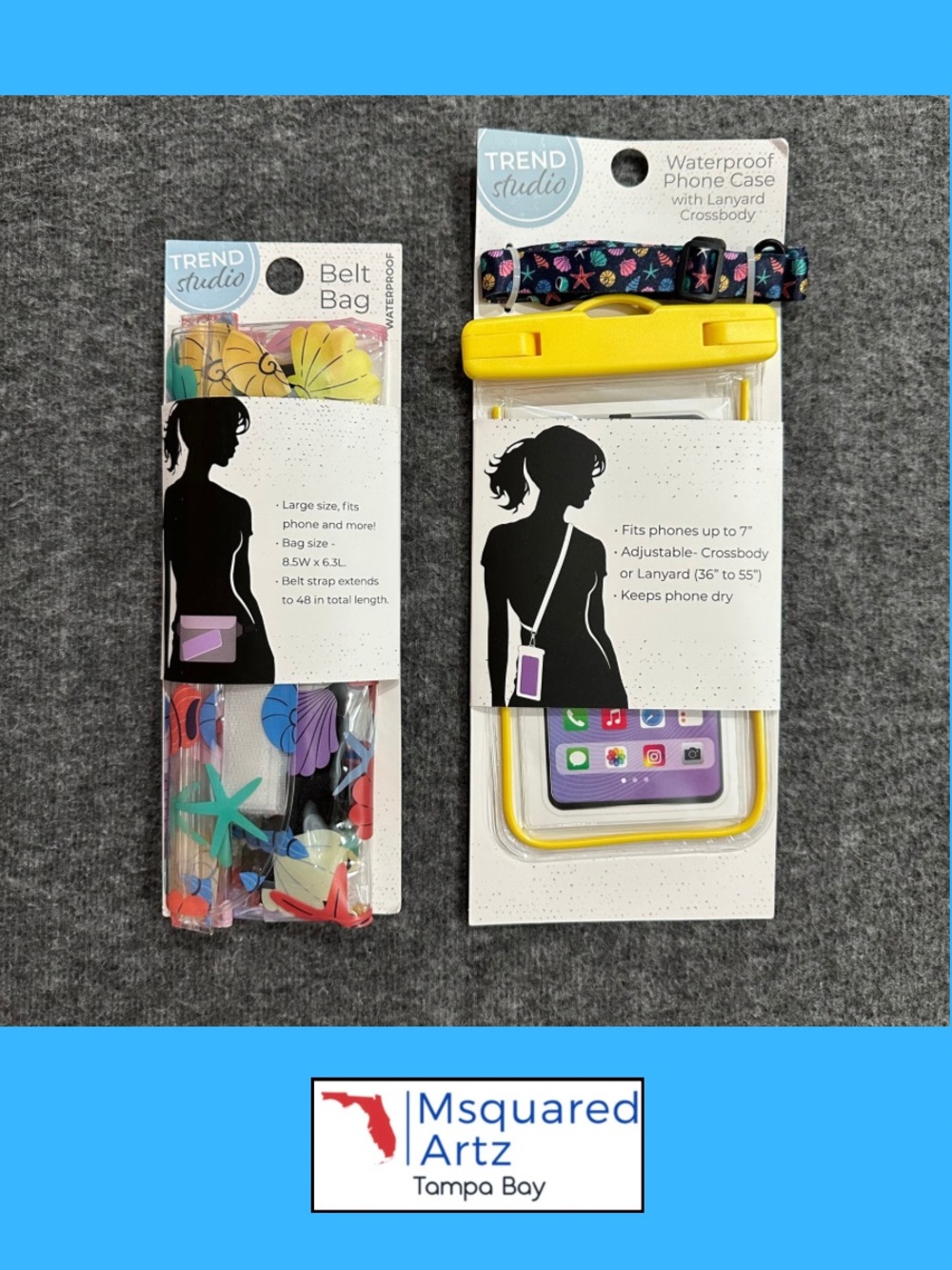 Trend Studio Waterproof Belt Bag Phone Case Matching Set Tropical Beach NWT